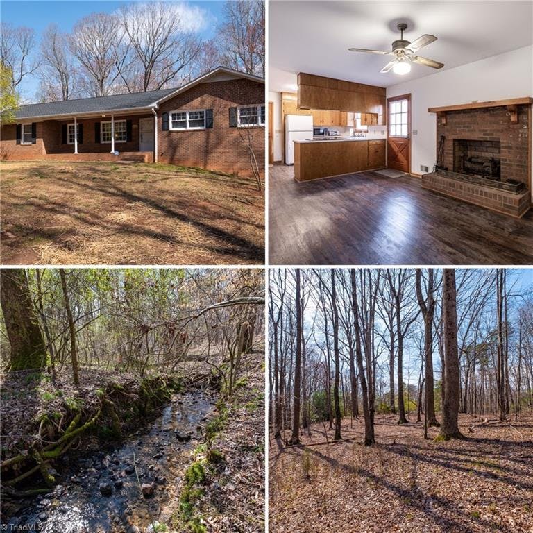 Ranch home on approx. 3.37 wooded acres with creek.
