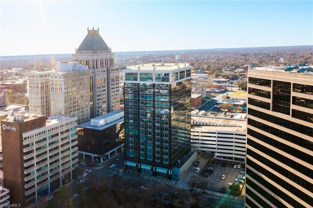 Arial view of Center Pointe building